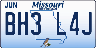 MO license plate BH3L4J
