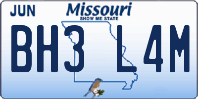 MO license plate BH3L4M