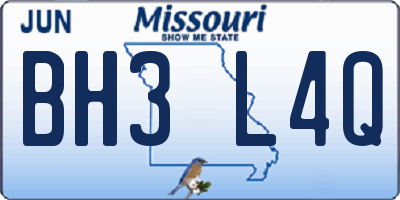MO license plate BH3L4Q