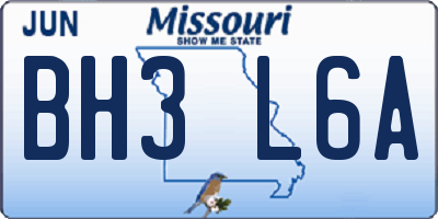 MO license plate BH3L6A