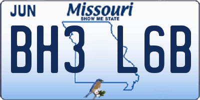 MO license plate BH3L6B