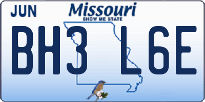 MO license plate BH3L6E