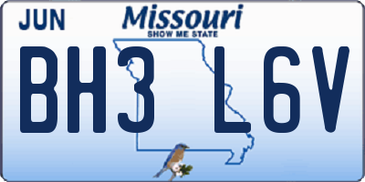 MO license plate BH3L6V