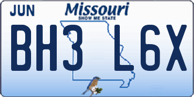 MO license plate BH3L6X