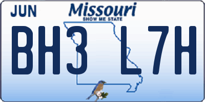 MO license plate BH3L7H