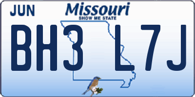 MO license plate BH3L7J