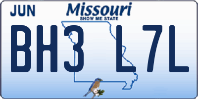MO license plate BH3L7L
