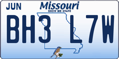 MO license plate BH3L7W