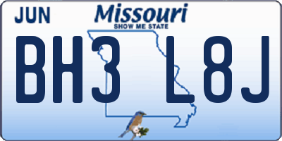 MO license plate BH3L8J