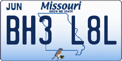MO license plate BH3L8L