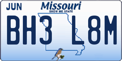 MO license plate BH3L8M
