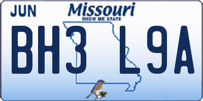 MO license plate BH3L9A