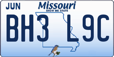 MO license plate BH3L9C