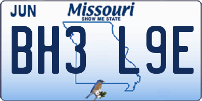 MO license plate BH3L9E