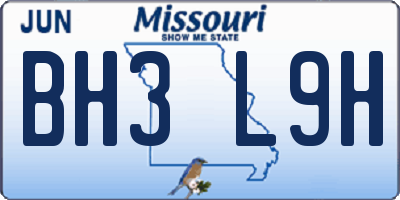 MO license plate BH3L9H