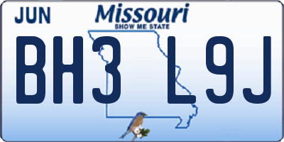 MO license plate BH3L9J