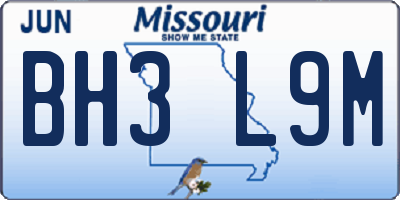 MO license plate BH3L9M