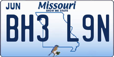 MO license plate BH3L9N