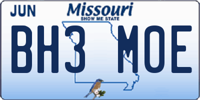 MO license plate BH3M0E