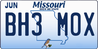 MO license plate BH3M0X