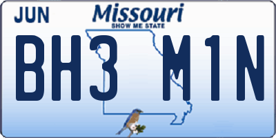 MO license plate BH3M1N