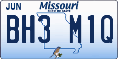 MO license plate BH3M1Q
