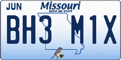 MO license plate BH3M1X