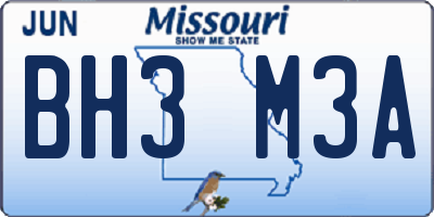 MO license plate BH3M3A