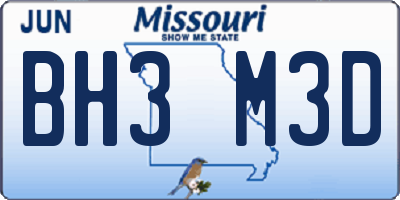 MO license plate BH3M3D