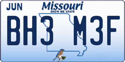 MO license plate BH3M3F