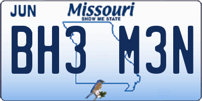 MO license plate BH3M3N