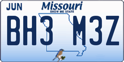 MO license plate BH3M3Z