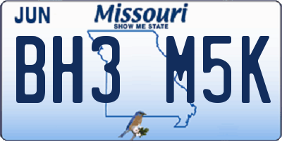 MO license plate BH3M5K