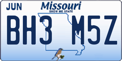 MO license plate BH3M5Z