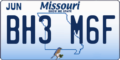 MO license plate BH3M6F