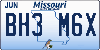 MO license plate BH3M6X
