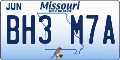 MO license plate BH3M7A