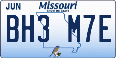 MO license plate BH3M7E