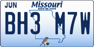 MO license plate BH3M7W