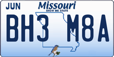 MO license plate BH3M8A