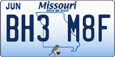 MO license plate BH3M8F