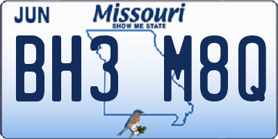 MO license plate BH3M8Q