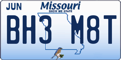 MO license plate BH3M8T