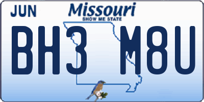 MO license plate BH3M8U