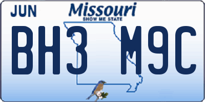 MO license plate BH3M9C