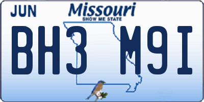 MO license plate BH3M9I