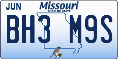MO license plate BH3M9S