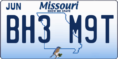 MO license plate BH3M9T
