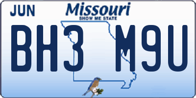 MO license plate BH3M9U