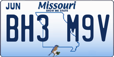 MO license plate BH3M9V